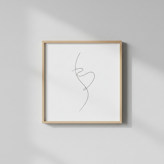 Quadro Minimalista com linha única preta em fundo branco